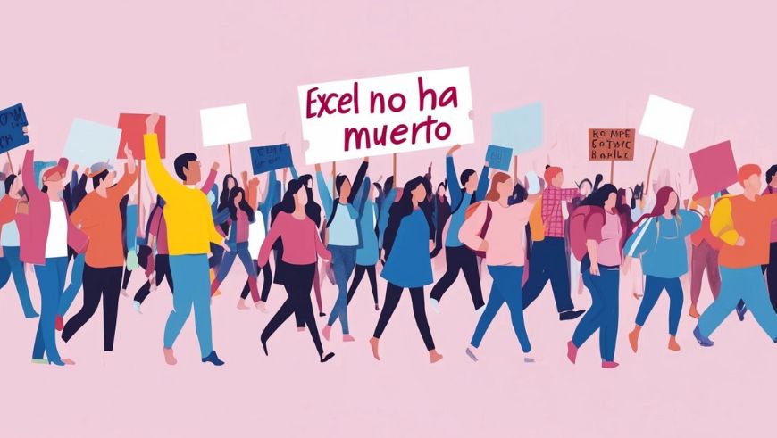 Imagen de un grupo de personas en una manifestación portando un cartel que dice "Excel no ha muerto"